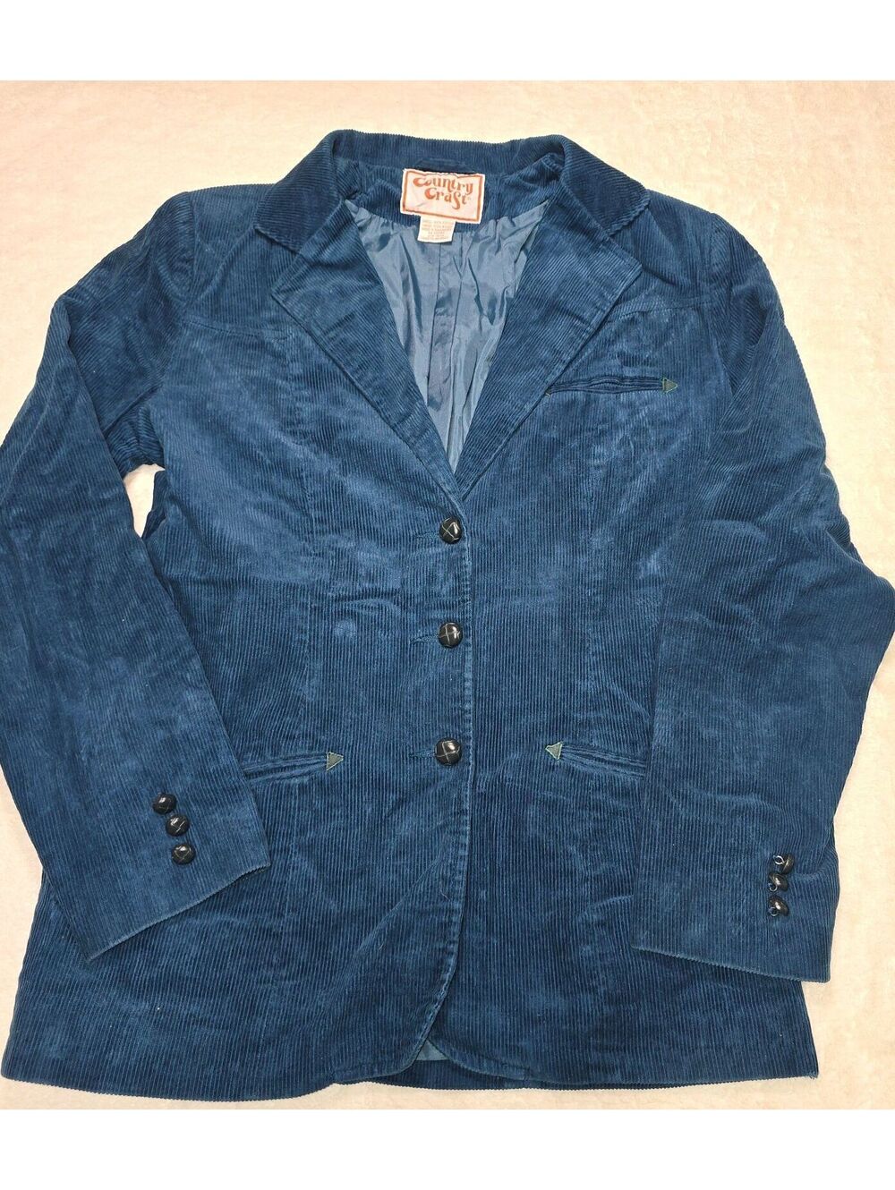 Vintage Country Craft Blue Corduroy Western Blazer Jacket Size 13/14 (Fits Med)